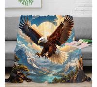 Eagle mountain 3D print microfiber throw blanket fleece feel sofa decor | 50x60inch plush microfiber touch lightweight warmth easy care sofa bed accent travel throw bold eagle art