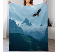 Eagle Mountain View Throw Blanket, Nature Mountains Animals Fleece Blanket for Bed Sofa Couch, Double Super Soft Fluffy Flannel Blankets and Throws