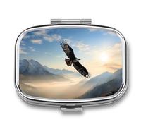 Eagle Mountains Pill Box 2 Compartment Portable Pill Case Daily Square Pill Organizer for Pocket Purse Daily Medicine Container to Hold Vitamins Fish Oil Travel Gifts