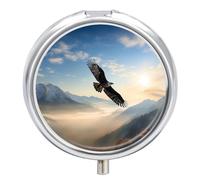 Eagle Mountains Pill Case 3 Compartment Portable Pill Box Daily Round Pill Organizer for Pocket Purse Daily Medicine Container to Hold Vitamins Fish Oil Travel Gifts