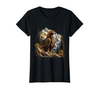 Eagle, Mountains, Wilderness Nature Value Graphic T-Shirt, Women, Black, S