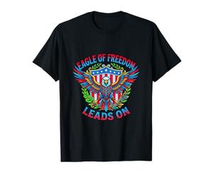 Eagle of Freedom Leads On Patriotic Emblem T-Shirt