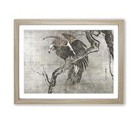 Eagle On A Branch By Shibata Zeshin Asian Japanese Framed Wall Art Print, Ready to Hang Picture for Living Room Bedroom Home Office Décor, Oak A3 (46 x 34 cm)