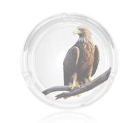 Eagle on a branch Printed glass ashtray - suitable for home and office decoration, adding elegant style
