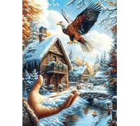 Eagle on A Hand in A Snowy Forest 1000 Piece Pack Classic Jigsaw Puzzle Science Fiction Magical Dream Couple Puzzle Partners Ultra Difficult Wall Decor Easter New Year Gift Thick Paperboard 1000 PCS