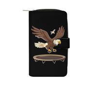 Eagle On A Trampoline Fashion Wallet Credit Card Holder Slim Coin Pocket Purse Handheld Phone Bags for Women Men 8×4.5×1.5 Inches
