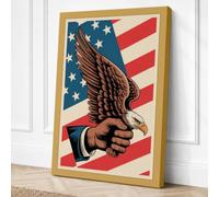 Eagle on American Flag Canvas Wall Art Print 18x12 Inch (46 x 30 cm)