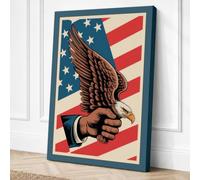 Eagle on American Flag Canvas Wall Art Print 24x16 Inch (61 x 41 cm)