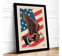 Eagle on American Flag Vintage Framed Wall Art Print A3 (42×29.7cm)