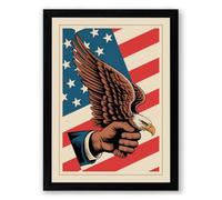 Eagle on American Flag Vintage Framed Wall Art Print A3 (42×29.7cm) Black, Wall Decor for Living Room, Bedroom, Office & Home, Ready to Hang, Art Gift