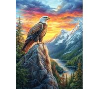 Eagle on Mountain Peak at Sunset 1000-piece Jigsaw Puzzle Set For Adults Teens 14+ Logic Skill Indoor Game Family Game Night Summer Recycled Cardboard 1000 PCS