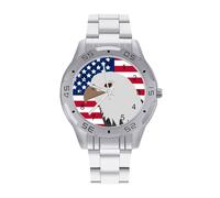 Eagle on The American Flag Men's Watches Stainless Steel Watch Strap Analog Quartz Watch Business Wristwatches