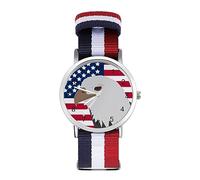 Eagle on The American Flag Sport Watch for Men Women Nylon Strap Wrist Watch Analog Quartz Watch