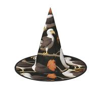 Eagle On The Branch Print Halloween Cone Witch Hat Cosplay for Wizards Masquerade Halloween Party Accessories.