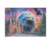 Eagle on Wall before Mystical Castle 300 Piece Jigsaw Puzzle for Adults Jigsaw Family Camping Activity Vibrant Whimsical Design Great Gift for Outdoor Lovers 300 PCS