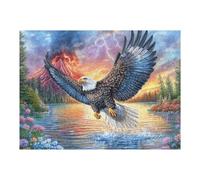 Eagle over Erupting Volcano with Forest 500 Piece Jigsaw Puzzle for Adults Jigsaw Home Bar Decor Stress Relief Game Whimsical Design Perfect Present for Hosts 500 PCS