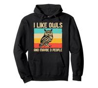 Eagle Owl Retro Vintage I Like Owls And Maybe 3 People Pullover Hoodie