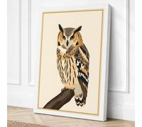 Eagle Owl Study Botanical Canvas Wall Art Print 18x12 Inch (46 x 30 cm)