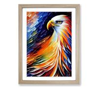 Eagle Painted Vol.2 Framed Print | A2 Oak Framed Wall Art | Ready to Hang | Modern Animal Picture | Living Room Bedroom Lounge Office