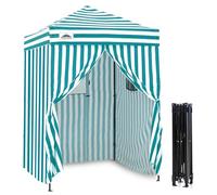 EAGLE PEAK Flex Ultra Compact 1.5mx1.5m Pop-up Canopy, Sun Shelter, Changing Room, Portable Privacy Canopy Cabana for Pool, Fashion Photoshoots, or Camping, White/Light Blue