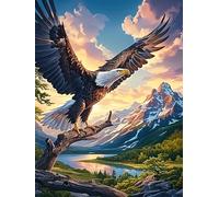 Eagle Perched Over A Mountain Lake 500 Pieces Classic Jigsaw Puzzle Wildlife Pet Puzzle for Adults Concentration Training Wall Art Mental Exercise Halloween Thick Cardboard 500 PCS