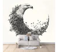 Eagle Photo Wallpaper Abstract Floral Animals Wallpaper Mural 3D Art Print, Non-Woven Wall Paper, Decoration Poster Picture Mural 500 × 280 cm / 196.8" × 110" for Living Room Bedroom