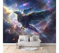 Eagle Photo Wallpaper Purple Galaxy Animals Wallpaper Mural 3D Art Print, Non-Woven Wall Paper, Decoration Poster Picture Mural 500 × 280 cm / 196.8" × 110" for Living Room Bedroom