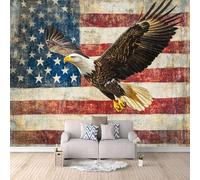 Eagle Photo Wallpaper Red and White Striped Animal Eagle Wall Paper 250 × 175 cm / 98.4" × 68.8" - Non-Woven Mural, Art Print Wall Mural Decoration Poster Picture Design Modern 3D Effect