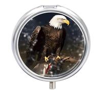 Eagle Pill Box Round Portable Small Pill Case Waterproof Travel Pill Box Organizer for Pocket Purse and Daily Convenience