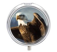 Eagle Pill Box Round Portable Small Pill Case Waterproof Travel Pill Box Organizer for Pocket Purse and Daily Convenience