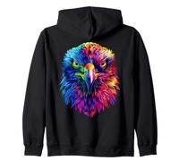 Eagle Pop Art Rainbow Colors Falconer Hunter Bald Eagle Zip Hoodie