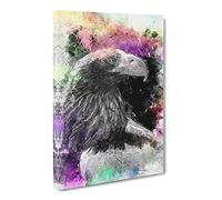 Eagle Portrait In Abstract Modern Canvas Wall Art Print Ready to Hang, Framed Picture for Living Room Bedroom Home Office Décor, 20x14 Inch (50x35 cm)