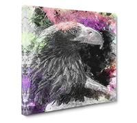 Eagle Portrait in Abstract Modern Canvas Wall Art Print Ready to Hang, Framed Picture for Living Room Bedroom Home Office Décor, 20x20 Inch (50x50 cm)