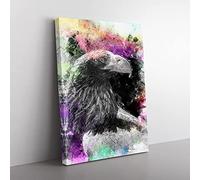 Eagle Portrait In Abstract Modern Canvas Wall Art Print Ready to Hang, Framed Picture for Living Room Bedroom Home Office Décor, 50x35 cm (20x14 Inch)