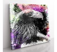 Eagle Portrait in Abstract Modern Canvas Wall Art Print Ready to Hang, Framed Picture for Living Room Bedroom Home Office Décor, 50x50 cm (20x20 Inch)