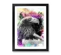 Eagle Portrait In Abstract Modern Framed Wall Art Print, Ready to Hang Picture for Living Room Bedroom Home Office Décor, Black A3 (34 x 46 cm)