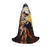 Eagle Print Adults Unisex Hooded Cloak Variety Robe For Halloween Cosplay Christmas Carnival, Black, Large