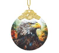 eagle Print Glass Round Pendant Christmas Ornament Personalized Fashion Xmas Tree Ornaments