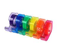 Eagle Rainbow Tape Dispenser Set, Includes 6 Rolls of Colored Craft Tapes | 6 Rainbow Colors Built Metal Blade Preloaded Adhesive Compact Desktop Size Easy Color Coding Versatile Office
