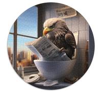 Eagle Reading Newspaper Jigsaw Puzzles for Adults, 1000 Piece 1000 Piece Round Jigsaw Puzzle Brain Teaser Game, Interactive Family Game, Suitable for Ages 14+ 67.5x67.5cm
