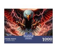 Eagle Rider 1000 Pc Puzzle Game for Men Women - Eagle with Lightning over Motorcycle The Whole Family Activity Educational Game Challenge38x26cm/1000pcs