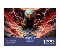 Eagle Rider 1000 Piece Puzzle for Adults & Kids | Detailed - Eagle with Lightning over Motorcycle Recycled Paper Educational Game Decompression70x50cm/1000pcs