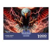 Eagle Rider 1000 Pieces Recycled Paper Puzzle for Adults -Eagle with Lightning over Motorcycle Educational Game Decompression Fun Present52x38cm/1000pcs