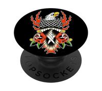 Eagle Roses Flames Traditional Tattoo Flash PopSockets Adhesive PopGrip