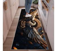 Eagle Runner Rug, Bold Classic Stars Shield N/a Gold Non-Slip Home Indoor Pattern Carpets Non Shedding for Kitchen Laundry Room Doorway Entryway Decor 2x6 Ft