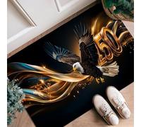 Eagle Runner Rug, Celebration Modern Golden Ribbon Stars Celebration Gold Non-Slip Indoor Doormat Accents Rug Non Shedding for Kitchen Doorway Entryway Bedside Decor 2x3 Ft