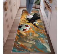 Eagle Runner Rug, Sport Dynamic Soccer Ball Fireworks None Orange Low Pile Indoor Rectangle Carpet Non Shedding for Kitchen Entryway Bedside Laundry Decor 2x6 Ft