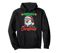 Eagle Santa Hat USA Flag Sunglasses - Merry Christmas Eagle Pullover Hoodie