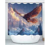 Eagle Shower Curtain for Bathroom, Curtain Includes 12 Pcs Hooks, Waterproof Polyester Fabric, Rustproof Eyelets, Weighted Hem, Machine Washable, Quick Dry, Bathroom Decor H190 x W250cm Mountain J#11