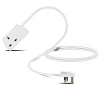 Eagle Single Gang Mains Power 13A Extension Socket to 13A UK Plug Lead Cable, British Standards BS1363 2m White